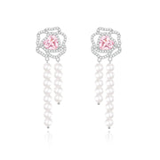 Rose Amour Sterling Silver Pearl Threader Earrings