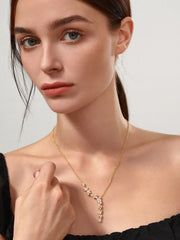 ウィステリアウィスパーフラワードロップYスターリングシルバーネックレス