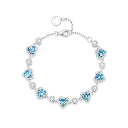 Ms Charming Halo Heart December Birthstone Topaz Sterling Silver Tennis Bracelet