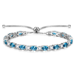 Glamour Radiance December Birthstone Topaz Sterling Silver Tennis Bracelet Classic Bolo Chain
