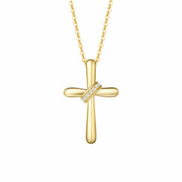 Puffy Cross 14K Yellow Gold Necklace