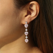 Ms Charming Halo Heart Sterling Silver Drop Earrings