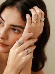 Hidden Halo Oval Cut Sterling Silver Ring