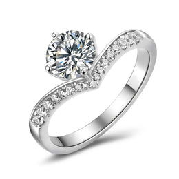 Royal Sparkle Moissanite Sterling Silver Ring