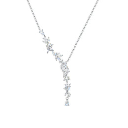 Wisteria Whisper Flower Drop Y Sterling Silver Necklace