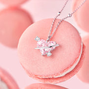 Sweetheart Pink Planet Sterling Silver Necklace