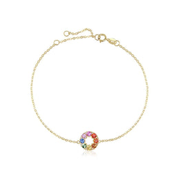 Rainbow Flower colored sapphires 14k yellow gold Bracelet