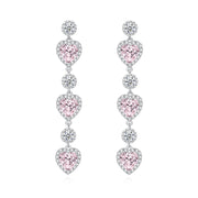 Ms Charming Halo Heart Sterling Silver Drop Earrings