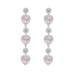 Ms Charming Halo Heart Sterling Silver Drop Earrings
