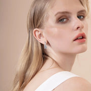 4 Prong Moissanite Dangle 925 Sterling Silver Earrings