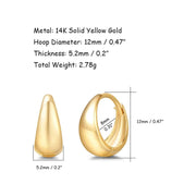 Small Tapered 14K Yellow Gold Hoop Earrings