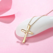 Puffy Cross 14K Yellow Gold Necklace
