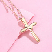 Puffy Cross 14K Yellow Gold Necklace