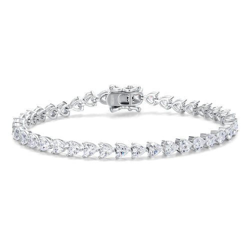 Heartline Heart-Shaped Sterling Silver Tennis Bracelet