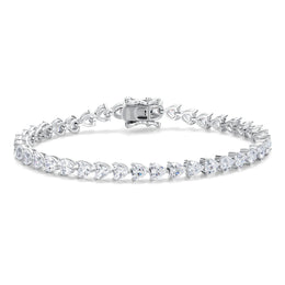 Heartline Heart-Shaped Sterling Silver Tennis Bracelet