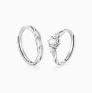 Concentric Knot Couple Rings, Adjustable Open Rings