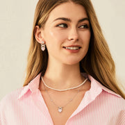 Heart Kiss Heart Bow Sterling Silver Drop Earrings