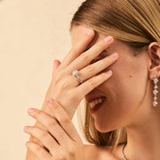 Round Cut Moissanite Sterling Silver Ring