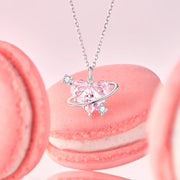Sweetheart Pink Planet Sterling Silver Necklace