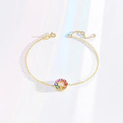 レインボーフラワーカラーサファイア 14Kイエローゴールドブレスレット