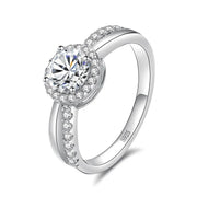 Round Cut Moissanite Sterling Silver Ring