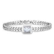 Axis Radiant Cut Sterling Silver Cuban Chain Link Bracelet