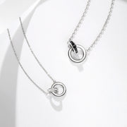 Roman Time Interlocking Circle Couples Sterling Silver Necklace