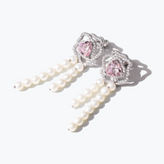 Rose Amour Sterling Silver Pearl Threader Earrings