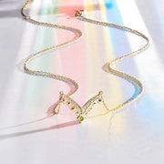 Rainbow Ruffle Colored Sapphires 14K Yellow Gold Necklace