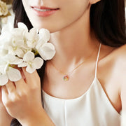 Rainbow Flower Multicolored Sapphire Circle 14K Yellow Gold Necklace