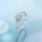 Round Cut Moissanite Sterling Silver Ring