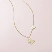 トゥインクリングキス バタフライ 14K イエローゴールド ネックレス