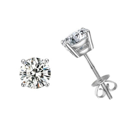 2cttw Dainty Solitaire Moissanite 14K White Gold Stud Earrings