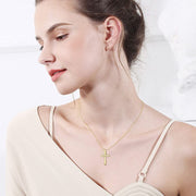 Puffy Cross 14K Yellow Gold Necklace