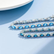 Glamour Radiance December Birthstone Fancy Cut Tennis Blue Topaz Sterling Silver Bracelet