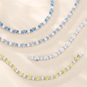 Glamour Radiance December Birthstone Fancy Cut Tennis Blue Topaz Sterling Silver Bracelet