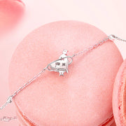 Sweetheart Pink Planet Sterling Silver Bracelet