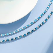 Glamour Radiance December Birthstone Fancy Cut Tennis Blue Topaz Sterling Silver Bracelet
