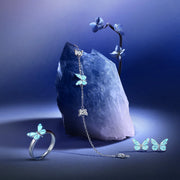Starlight Butterfly Luminous Enamel Sterling Silver Bracelet