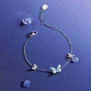 Starlight Butterfly Luminous Enamel Sterling Silver Bracelet
