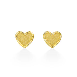 Heart 14K Yellow Gold Stud Earrings
