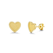 Heart 14K Yellow Gold Stud Earrings