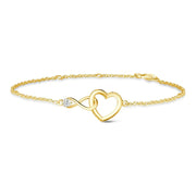 Interlocking Infinity Heart 14K Solid Gold Bracelet