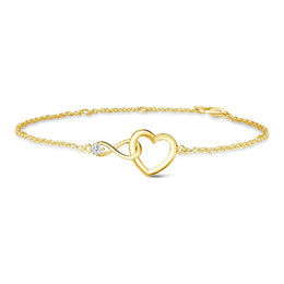 Interlocking Infinity Heart 14K Solid Gold Bracelet