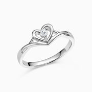 Open Heart Moissanite Solitaire Promise Ring