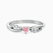 Charming Pink Heart Zirconia Promise Ring