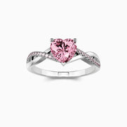 Pink Heart Split Shank Zirconia Promise Ring