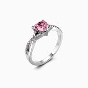 Pink Heart Split Shank Zirconia Promise Ring