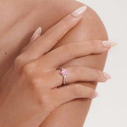 Pink Heart Split Shank Zirconia Promise Ring