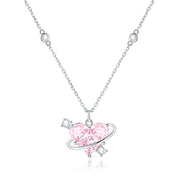 Sweetheart Pink Planet Sterling Silver Necklace
